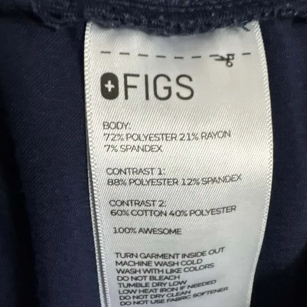 Figs Women’s Size Small Navy Blue Zamora Cargo Scrub Pant - Pockets Mid-Rise